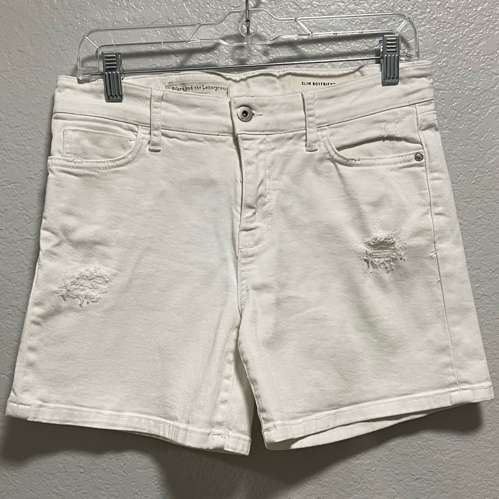Anthropologie Pilcro and the Letterpress White Slim Boyfriend Shorts Size Large